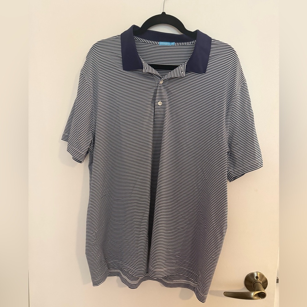 J McLaughlin Striped Navy & White Polo